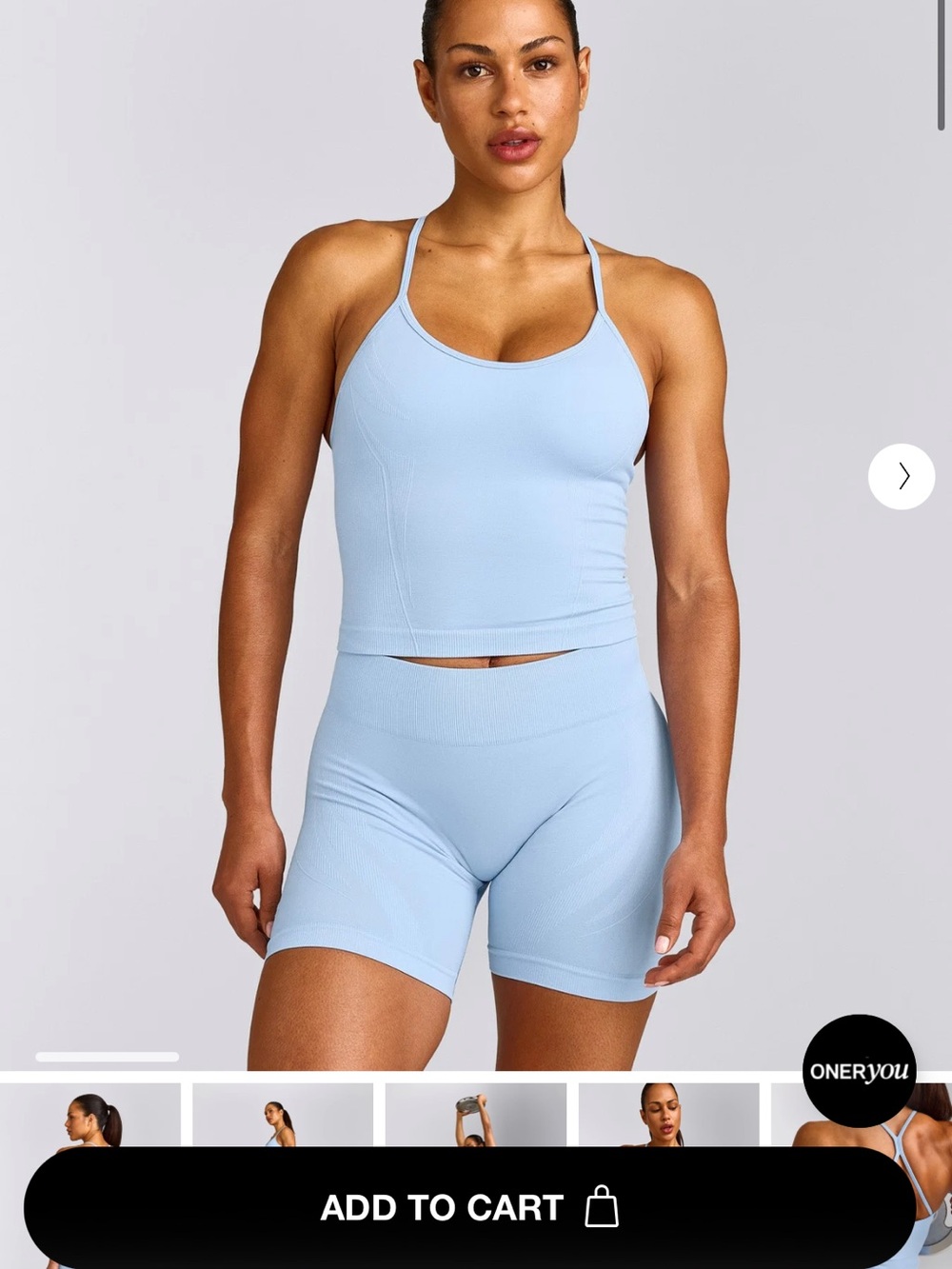 Oner Active Enhanced Lift Seamless High-Waist Bike Shorts in Powder Blue